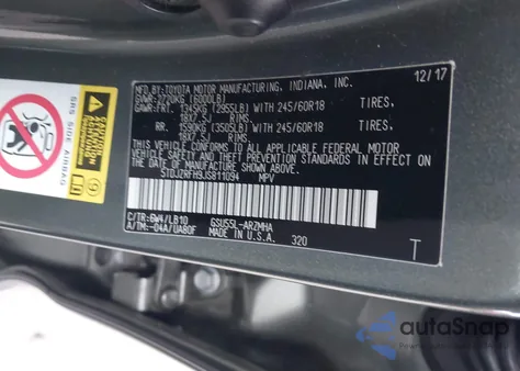 2018 Toyota Highlander Xle from USA, damaged, VIN 5TDJZRFH9JS811094